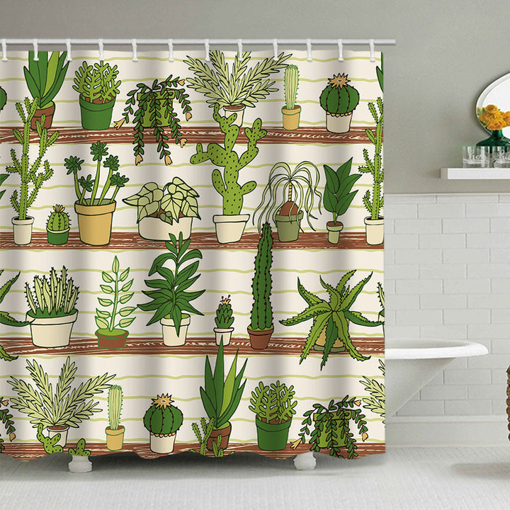Cactus Garden-Themed Shower Curtain Kalsten