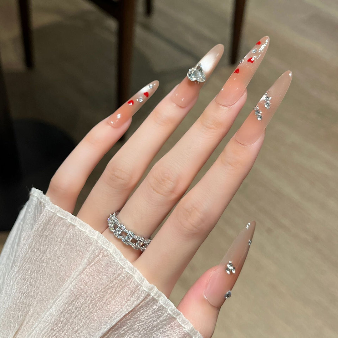 Glamorous Crystal-Embellished Press-On Nails Kalsten