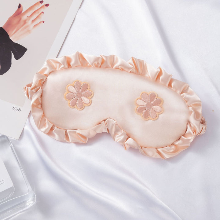 Women's embroidered satin sleep mask with gathered ruffled edge and soft padding Kalsten
