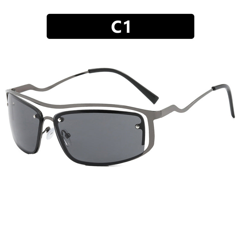 Women’s futuristic sunglasses with an elegant metal frame and high-transparent lenses Kalsten