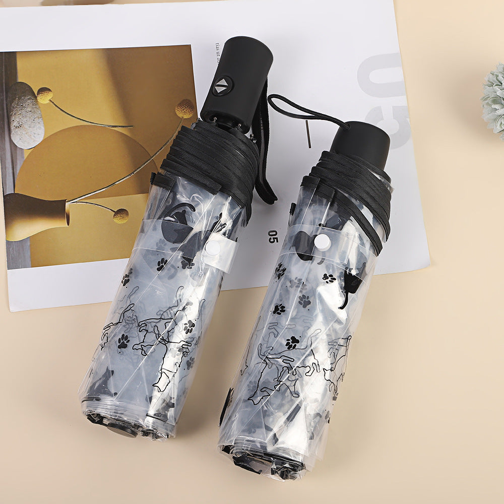 Women's Foldable Umbrella with Transparent Design and Animal Patterns Kalsten