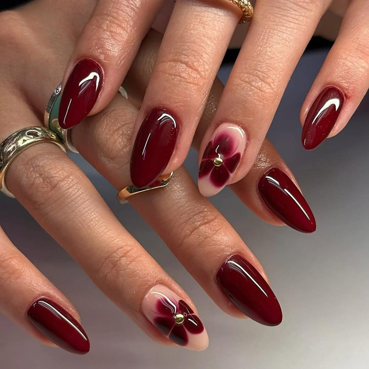 Elegant Floral Design Press-On Nail Art Kalsten