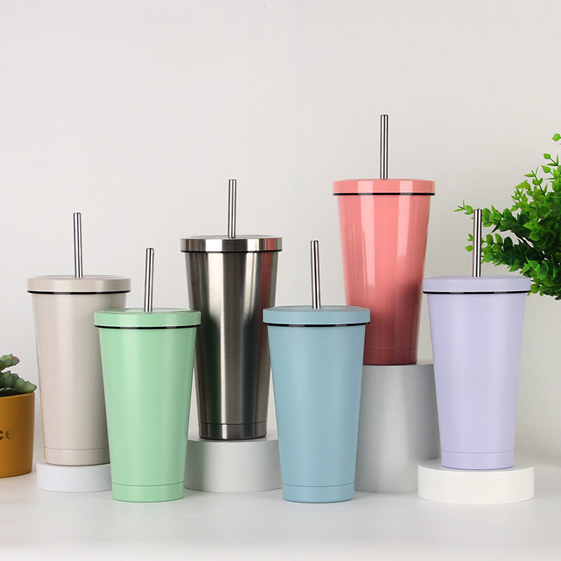 Women's stainless steel drinking cup with straw Kalsten