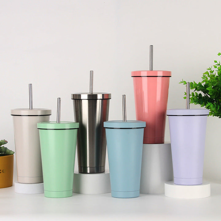 Women's stainless steel drinking cup with straw Kalsten
