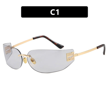 Women's futuristic designer sunglasses with unusual frame and UV protection Skanto