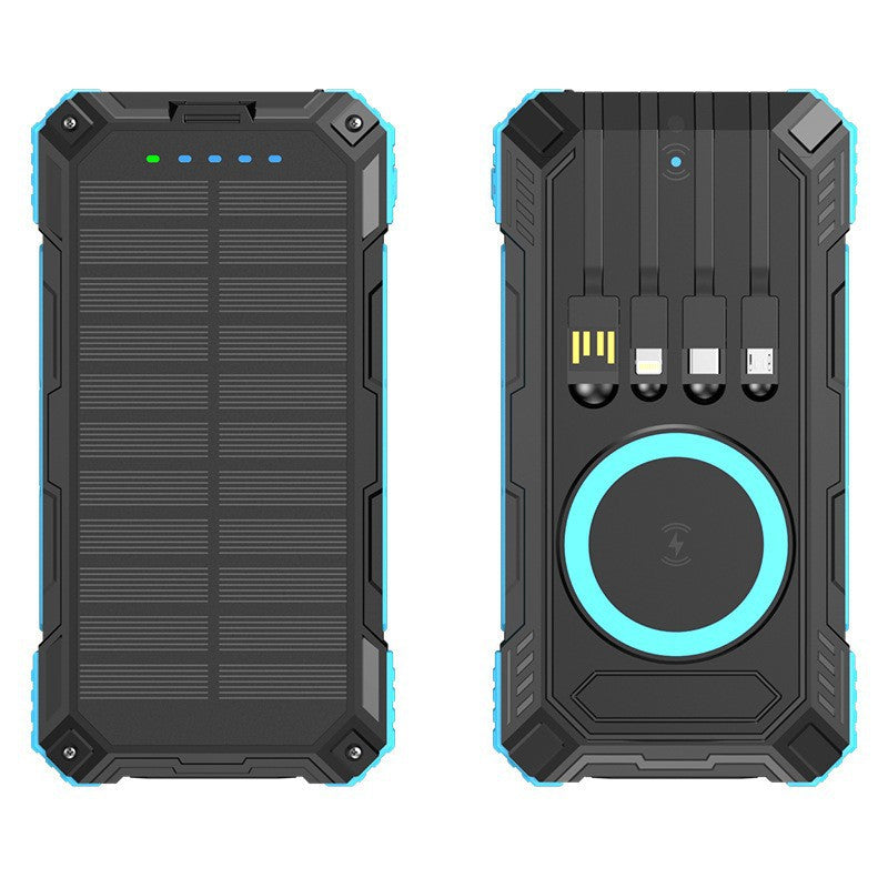 Robust Solar Power Bank with Multifunctional Charging Cable and Integrated Qi Charger Kalsten