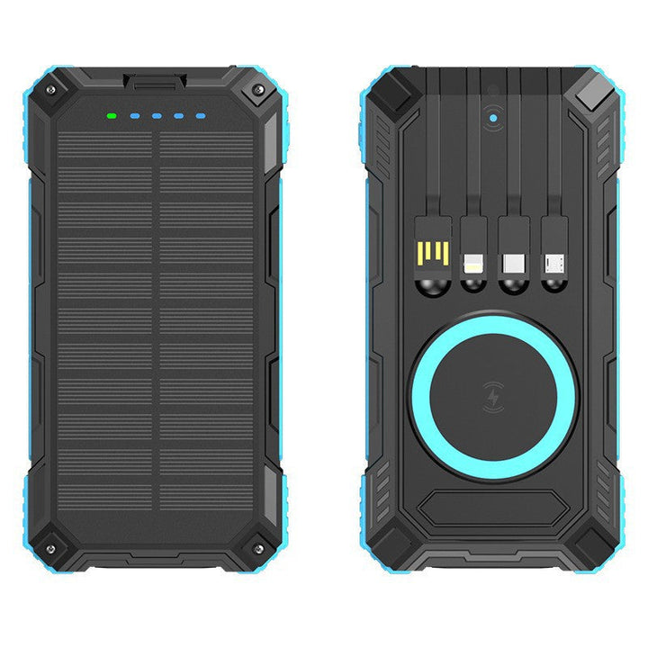 Robust Solar Power Bank with Multifunctional Charging Cable and Integrated Qi Charger Kalsten
