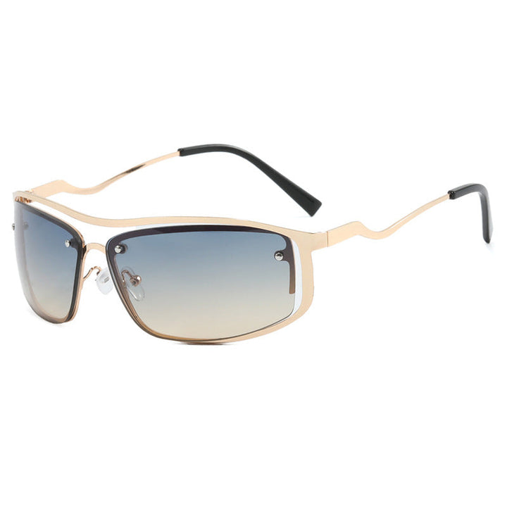 Women’s futuristic sunglasses with an elegant metal frame and high-transparent lenses Kalsten