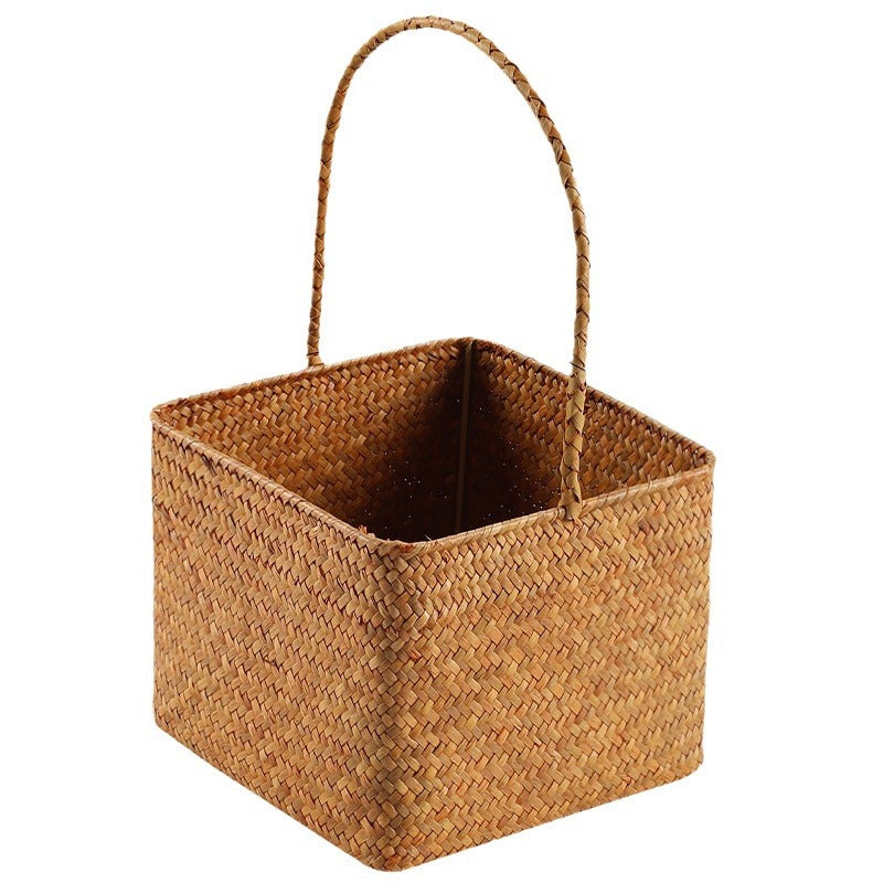 Handwoven Natural Fiber Carrying Basket Kalsten