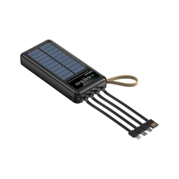 Portable solar power bank with integrated multifunction charging cable and digital display Kalsten
