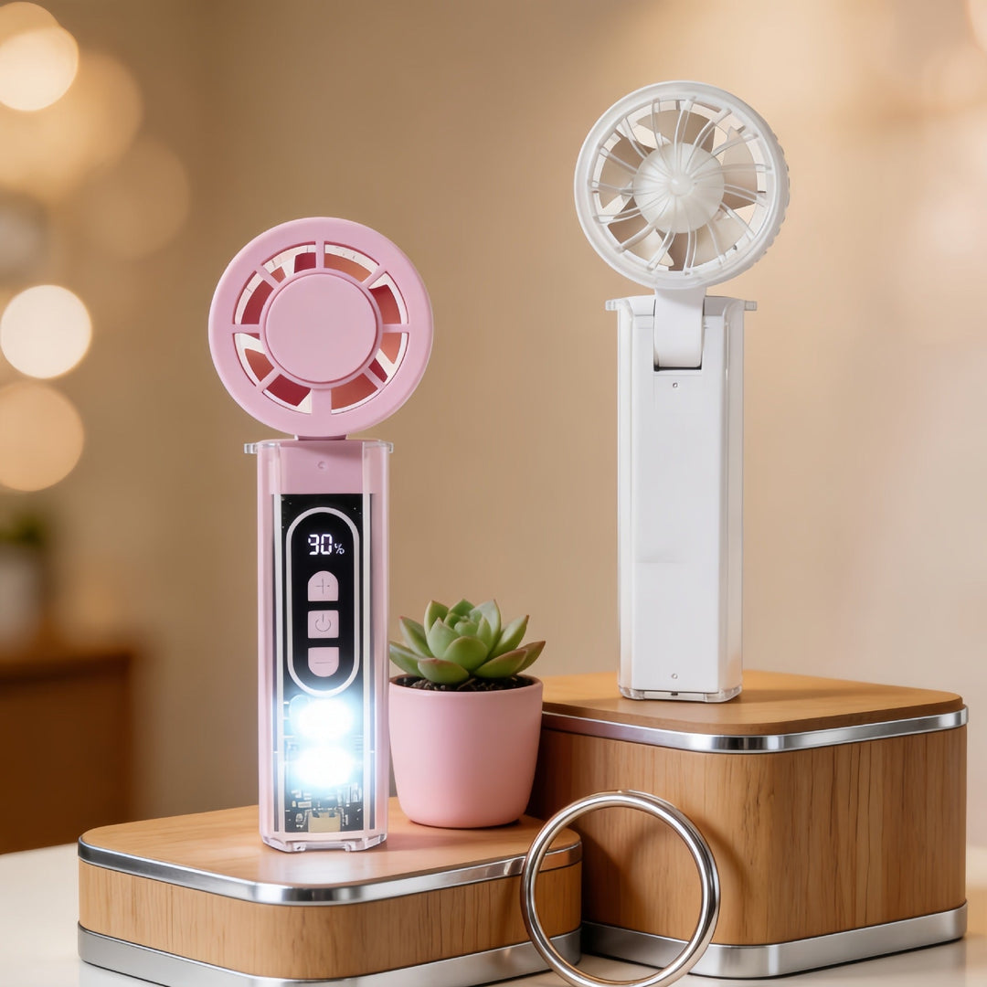 Ladies portable hand fan with USB connection and LED lighting Kalsten