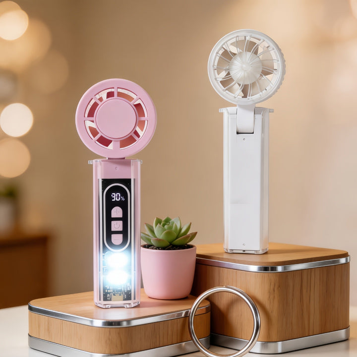 Ladies portable hand fan with USB connection and LED lighting Kalsten