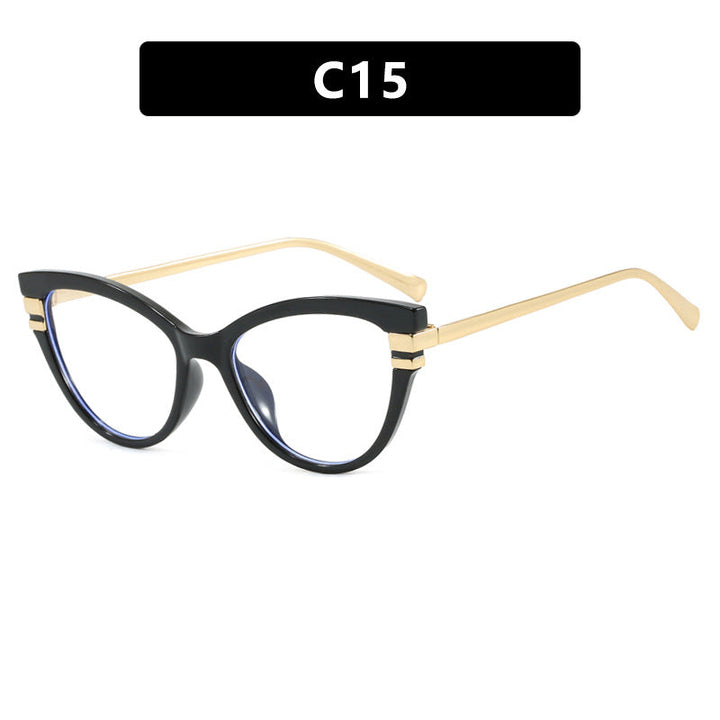 Ladies Cat-Eye Sunglasses with Elegant Plastic Frame and Golden Accents Kalsten