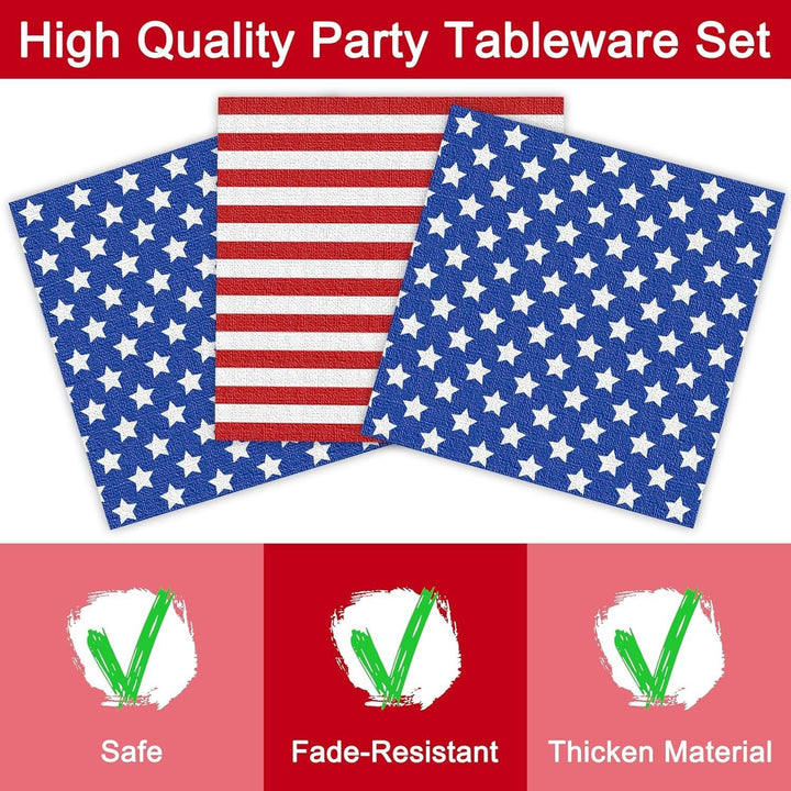 Unisex nan robust disposable paper plates with USA flag design and grease-resistant coating Kalsten