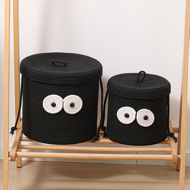 Women's Round Storage Basket with Lid and Eye Design Kalsten