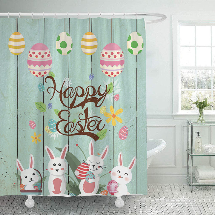 Whimsical Bunny Print Shower Curtain Kalsten