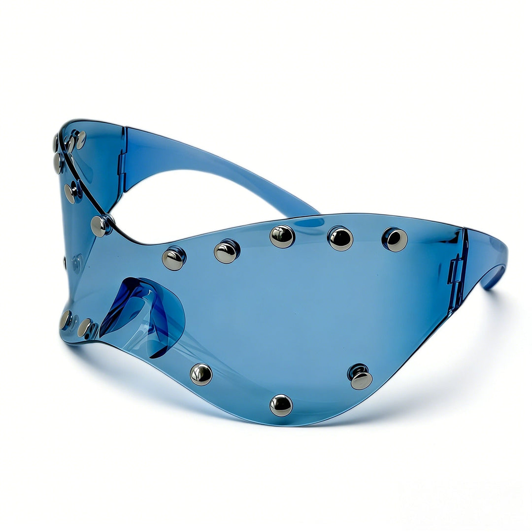 Women's futuristic designer sunglasses with decorative metal elements Kalsten