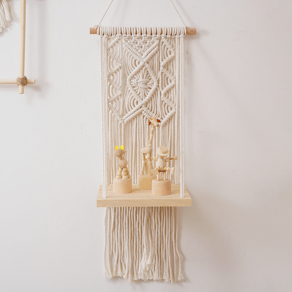 Macramé Wall Hanging Planter Shelf Acalora