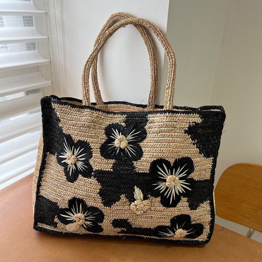 Handcrafted beach bag with floral design Kalsten