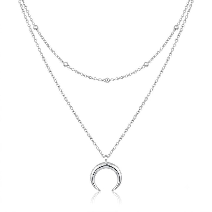 Layered Crescent Moon Pendant Necklace Kalsten