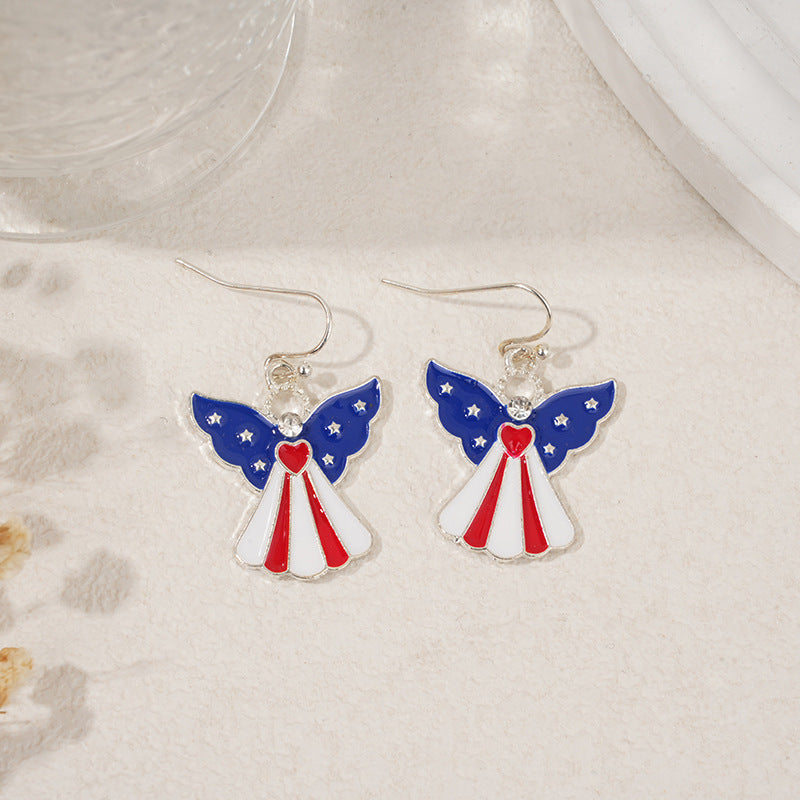 Ladies nan square crystal drop earrings with star grid and fine ear hook Kalsten