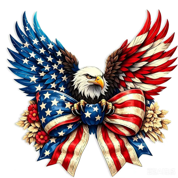 Unisex nan Patriotic Americana Heart Flag Wreath with Ribbon Mesh, Wooden Heart Cutout and Star Accent Bowlsift Kalsten