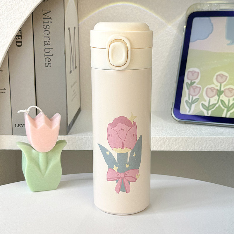 Women Insulated Water Bottle with Elegant Flower Design Kalsten