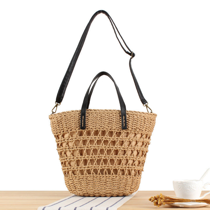 Handmade macrame tote bag with leather accents Kalsten