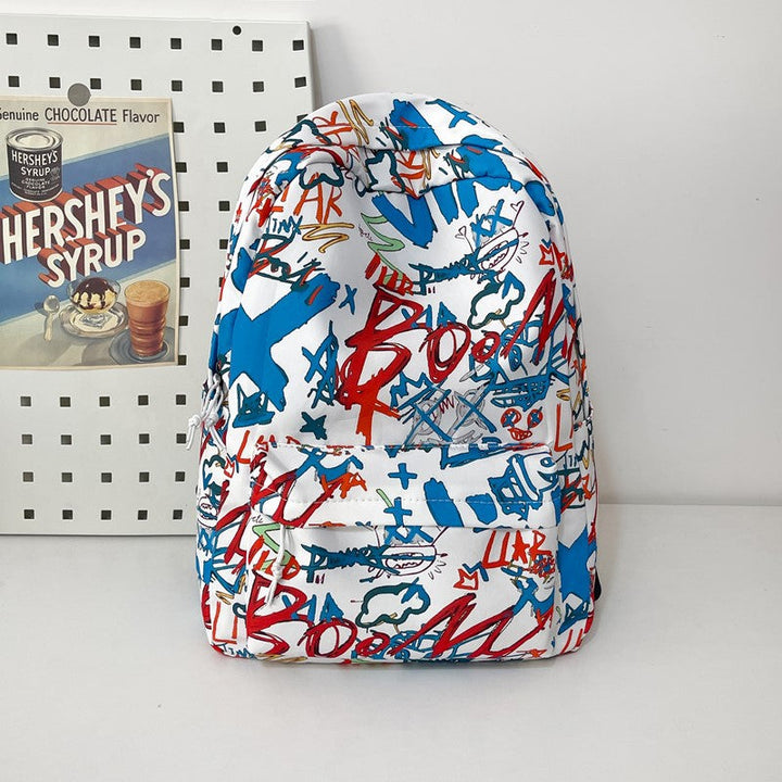 Artistic Graffiti Print School Backpack