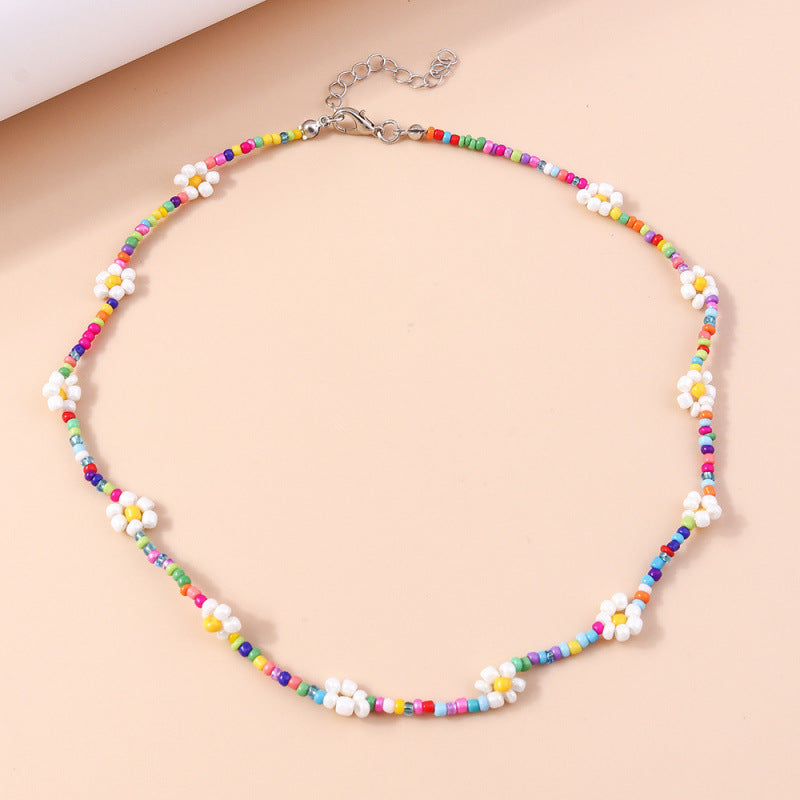 Colorful Floral Beaded Necklace Kalsten
