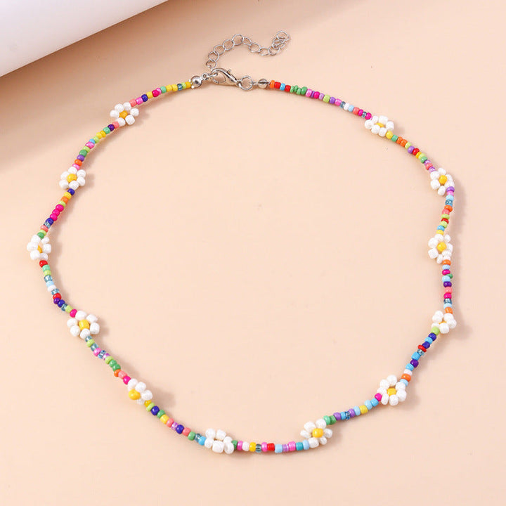 Colorful Floral Beaded Necklace Kalsten