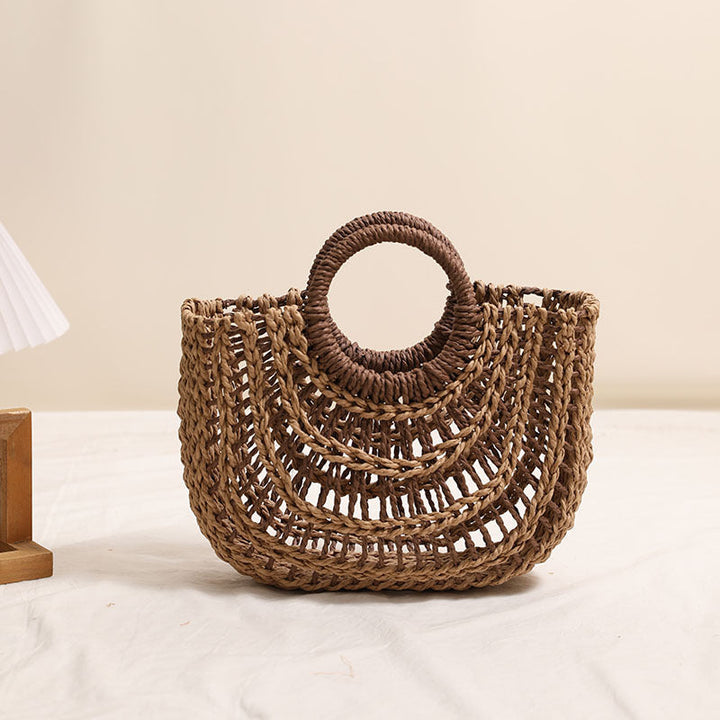 Handcrafted basket bag with stylish ring handle Kalsten