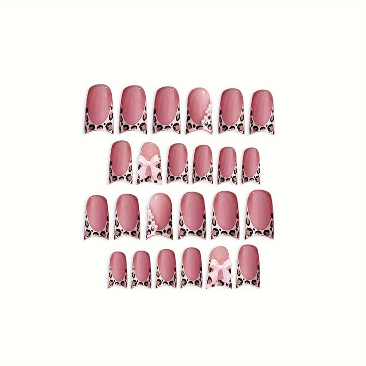 Glamorous Floral and Leopard Print Press-On Nail Art Kalsten