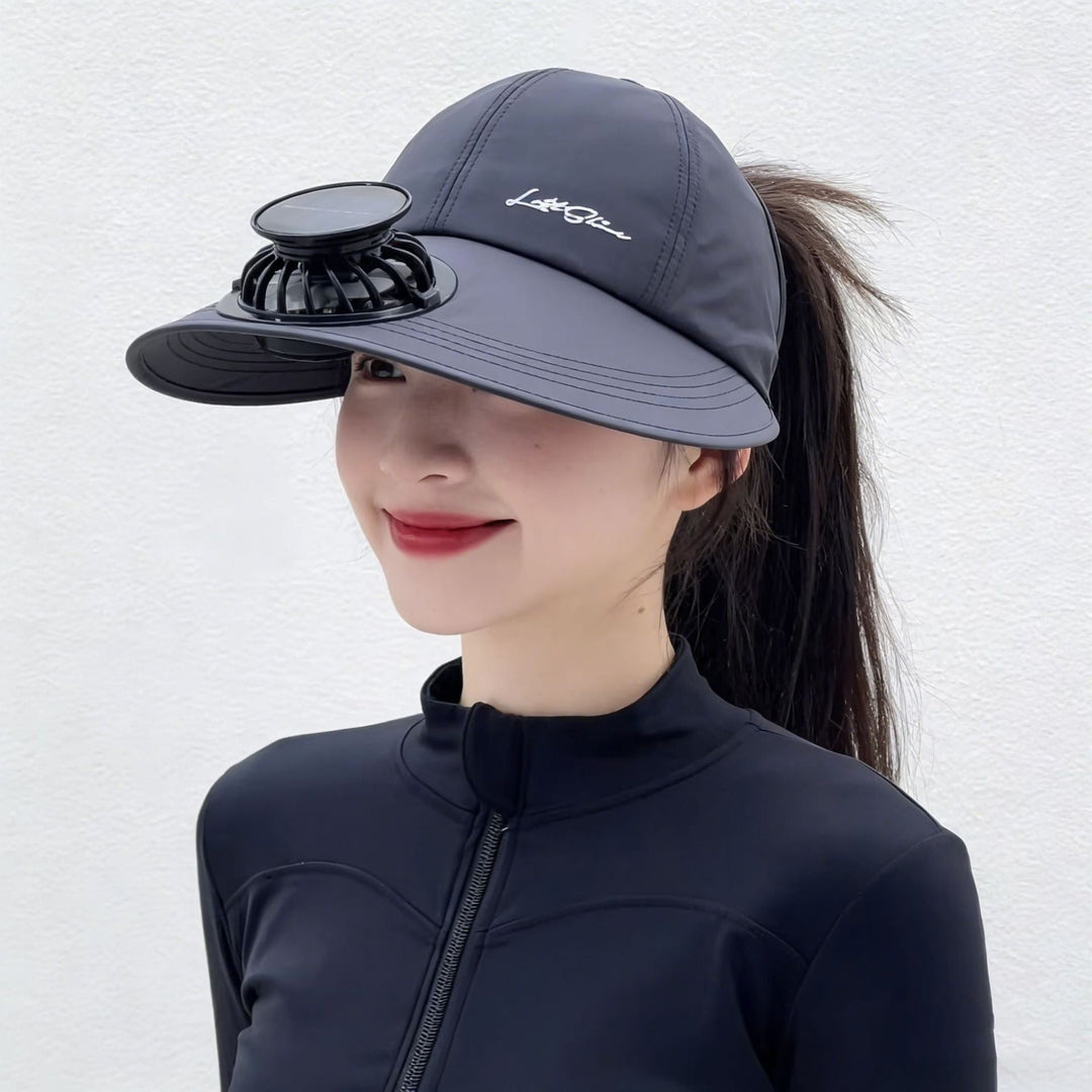 solar-powered mesh baseball cap with removable front fan Kalsten