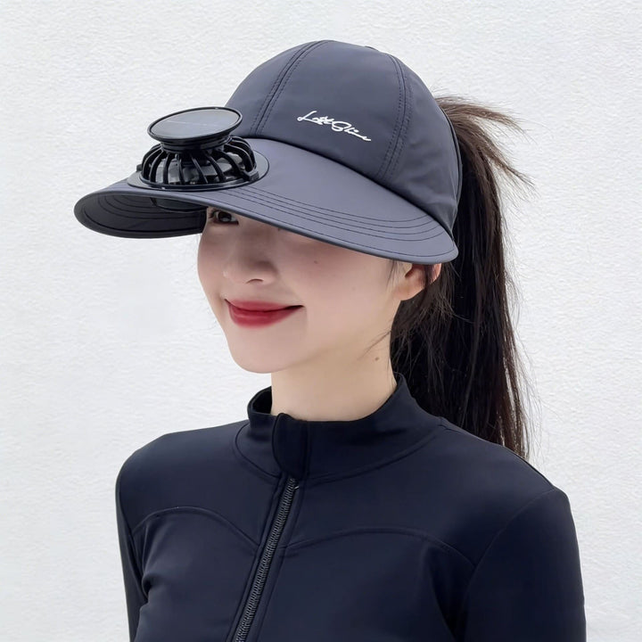 solar-powered mesh baseball cap with removable front fan Kalsten