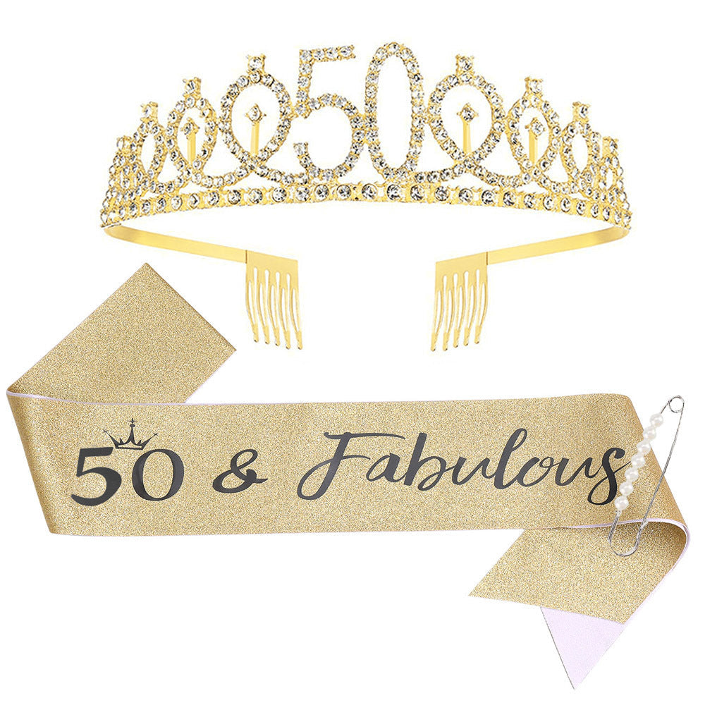 Ladies Sparkling Tiara with personalized 80th Birthday Inscription Kalsten