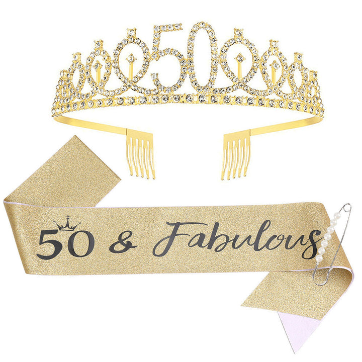 Ladies Sparkling Tiara with personalized 80th Birthday Inscription Kalsten