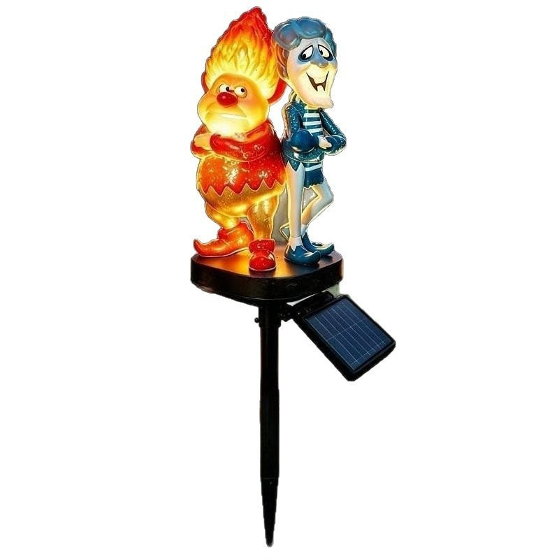Solar-Powered Cartoon Flame Character Garden Stake Light With Acrylic Diffuser And Adjustable Ground Spike Kalsten