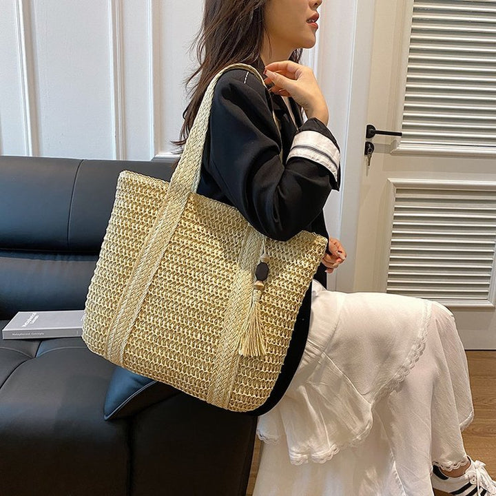 Large macrame bag with leather accents Kalsten