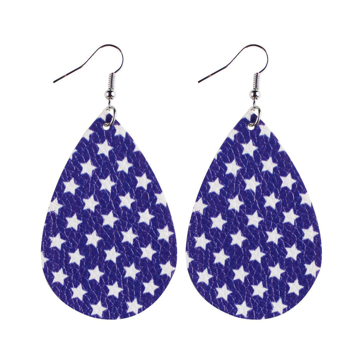 Women's nan teardrop-shaped faux leather earrings with star and stripe print Kalsten