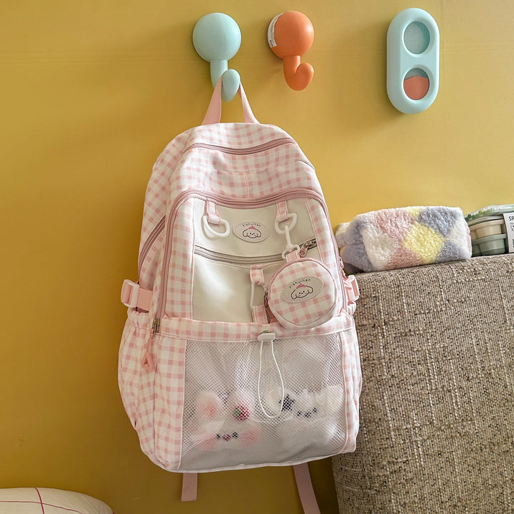 Children's Playful Checked Pattern School Backpack