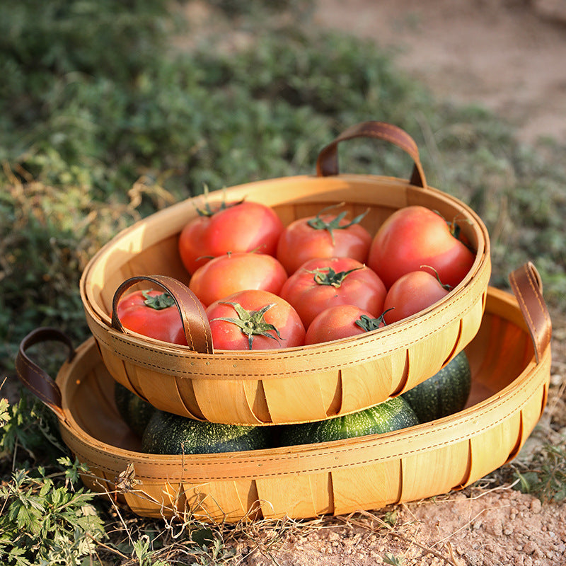 Unisex Handcrafted Basket with Leather Handles Kalsten