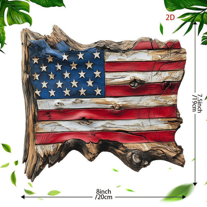 Unisex nan hand-finished rustic driftwood flag wall plaque with carved star relief and natural bark edge Kalsten