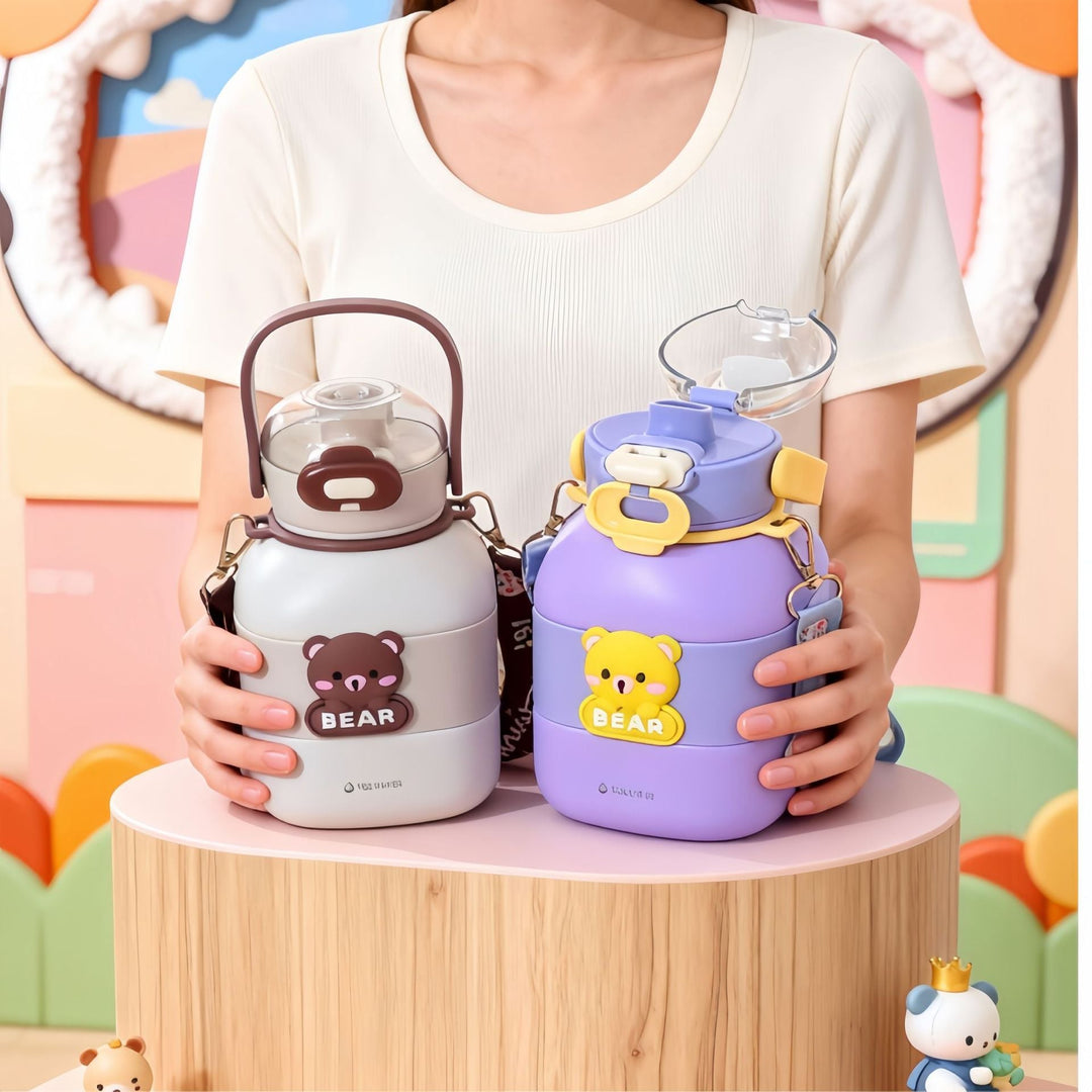 Ladies Insulated Drinking Bottle with Integrated Carry Strap and Animal Motif Kalsten