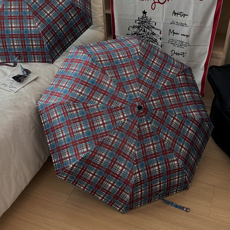 Women's Folding Umbrella in Modern Check Pattern Kalsten