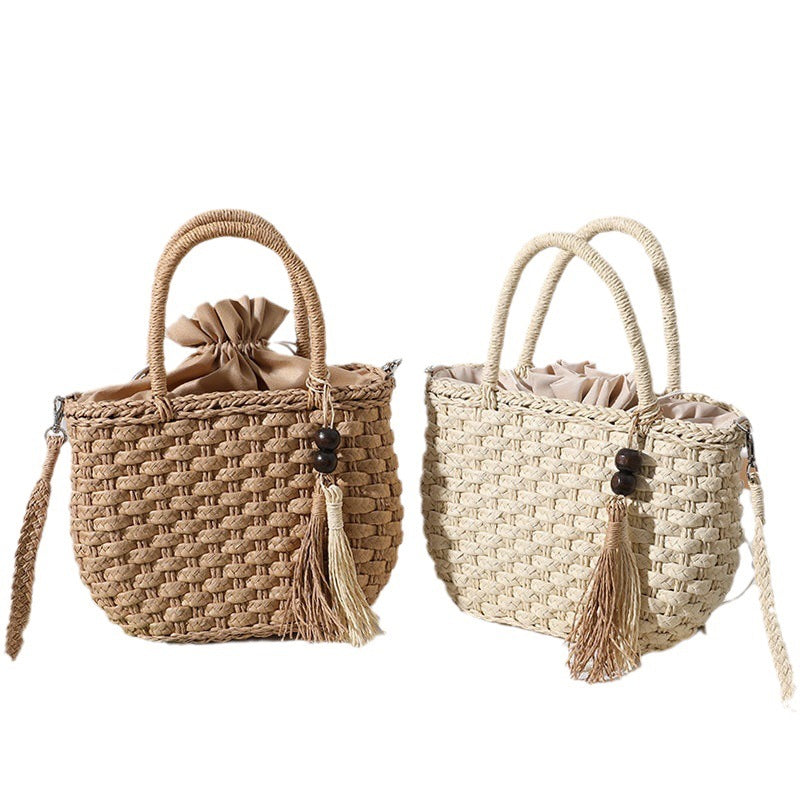 Handcrafted Macrame Tote Bag with Decorative Drawstring Kalsten