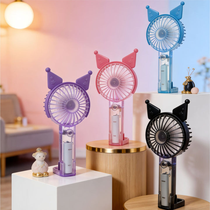 Women's Portable Hand Fan with USB Charging Function and Creative Cat Ear Design Kalsten