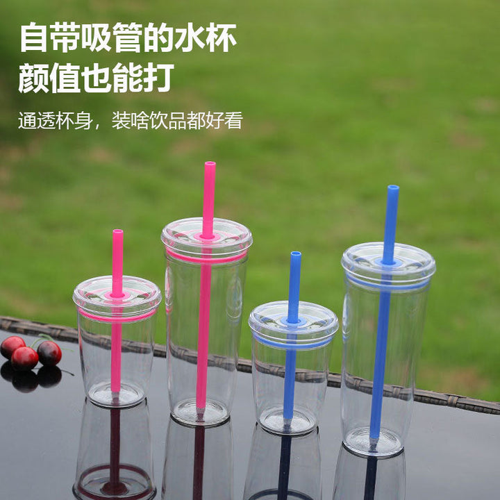 Women's Transparent BPA-free Drinking Cup with Integrated Straw Kalsten