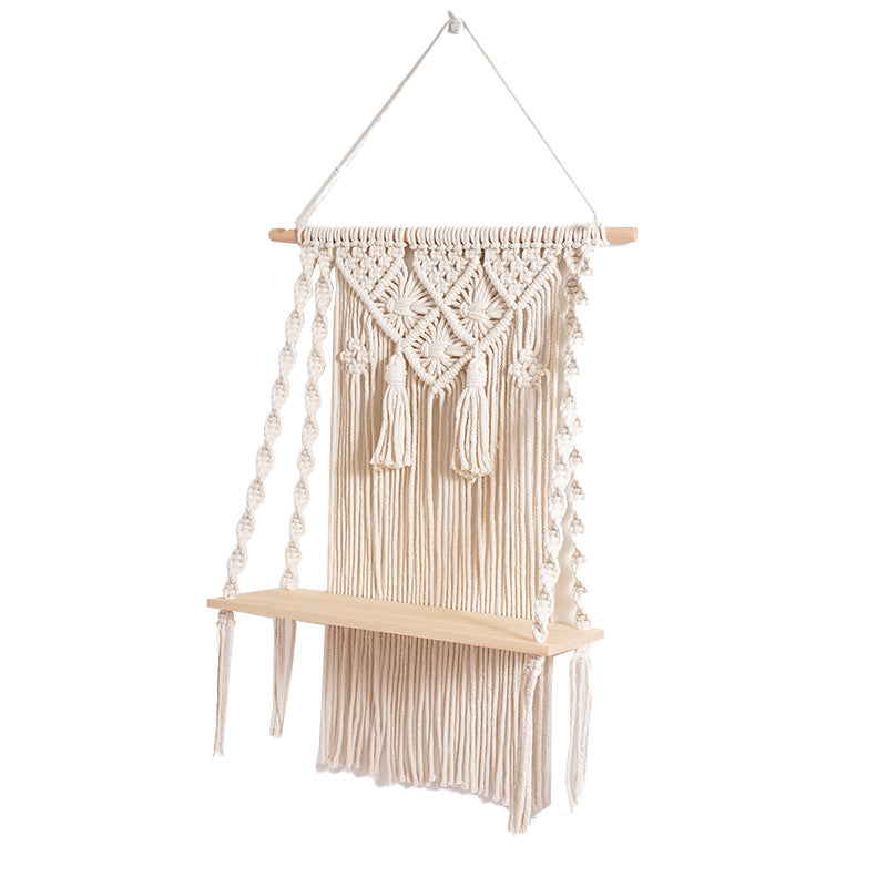 Macrame Wall Hanging Shelf with Decorative Accents Acalora