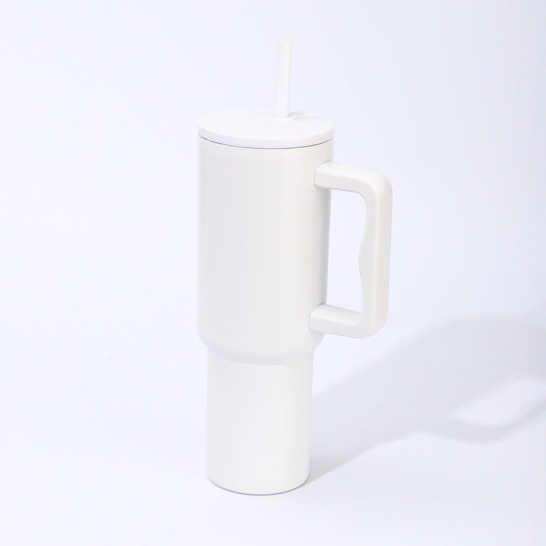 Double-Wall Insulated Travel Tumbler With Ergonomic Handle And Removable Straw